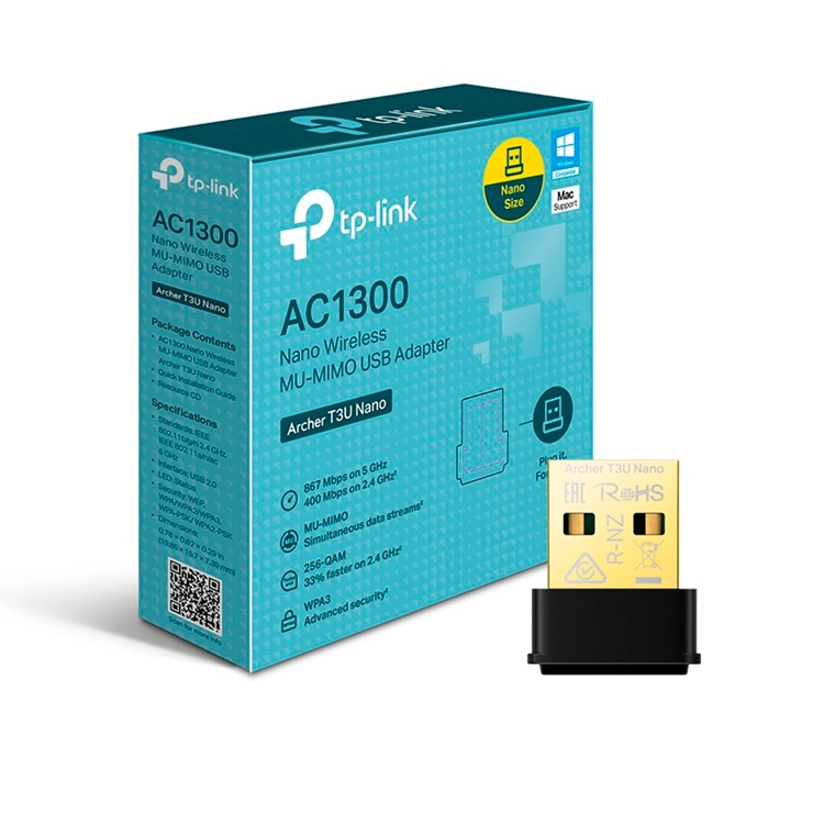 Adaptador TP-Link USB Nano Inalambrico AC1300 Archer T3U 867MBPS-40BMPS Art.0414880